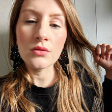 Load image into Gallery viewer, Dark Confetti Glitter - Super Disco Bolt Lightning Bolt Earrings
