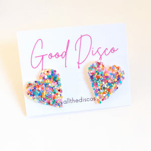 Good Disco Collection - Heart Stud Earrings - Hundreds and Thousands