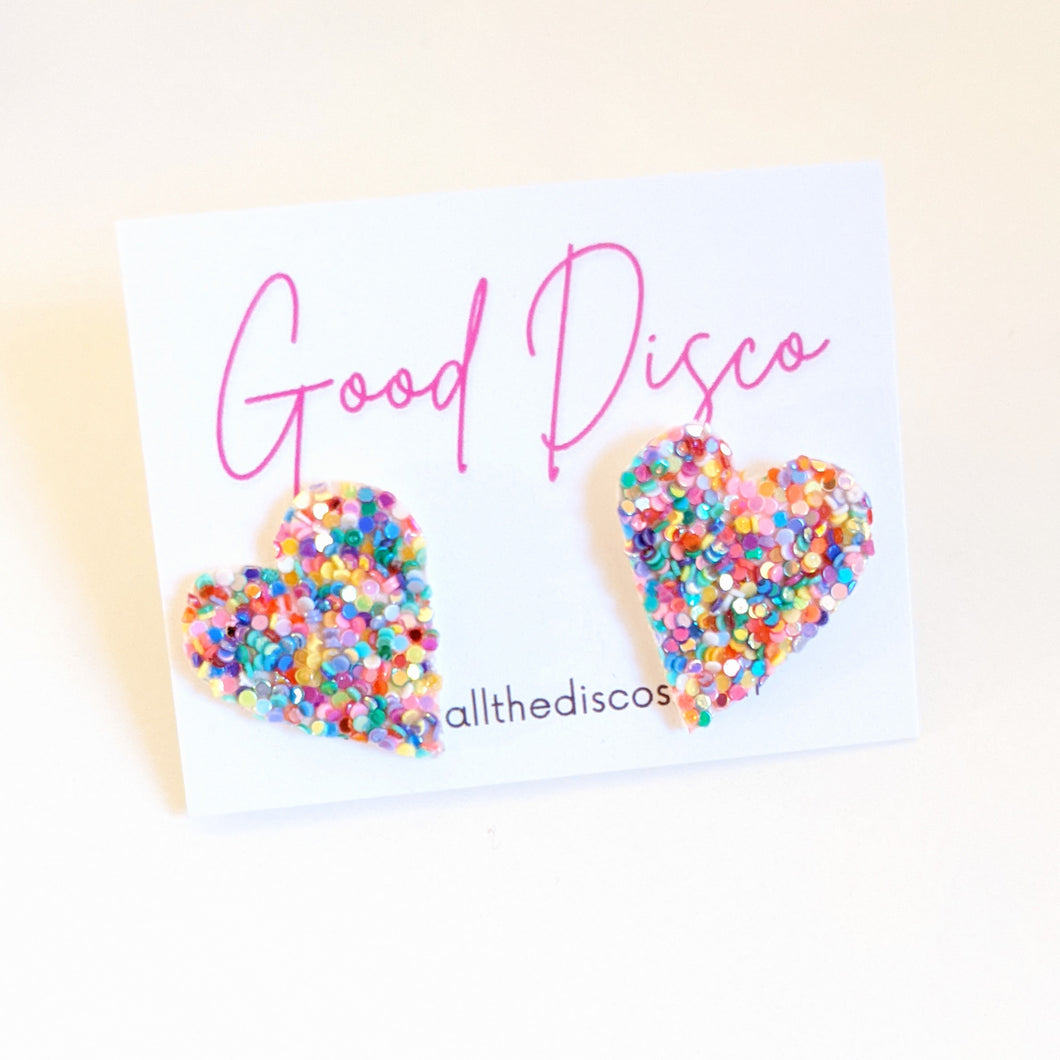 Good Disco Collection - Heart Stud Earrings - Hundreds and Thousands