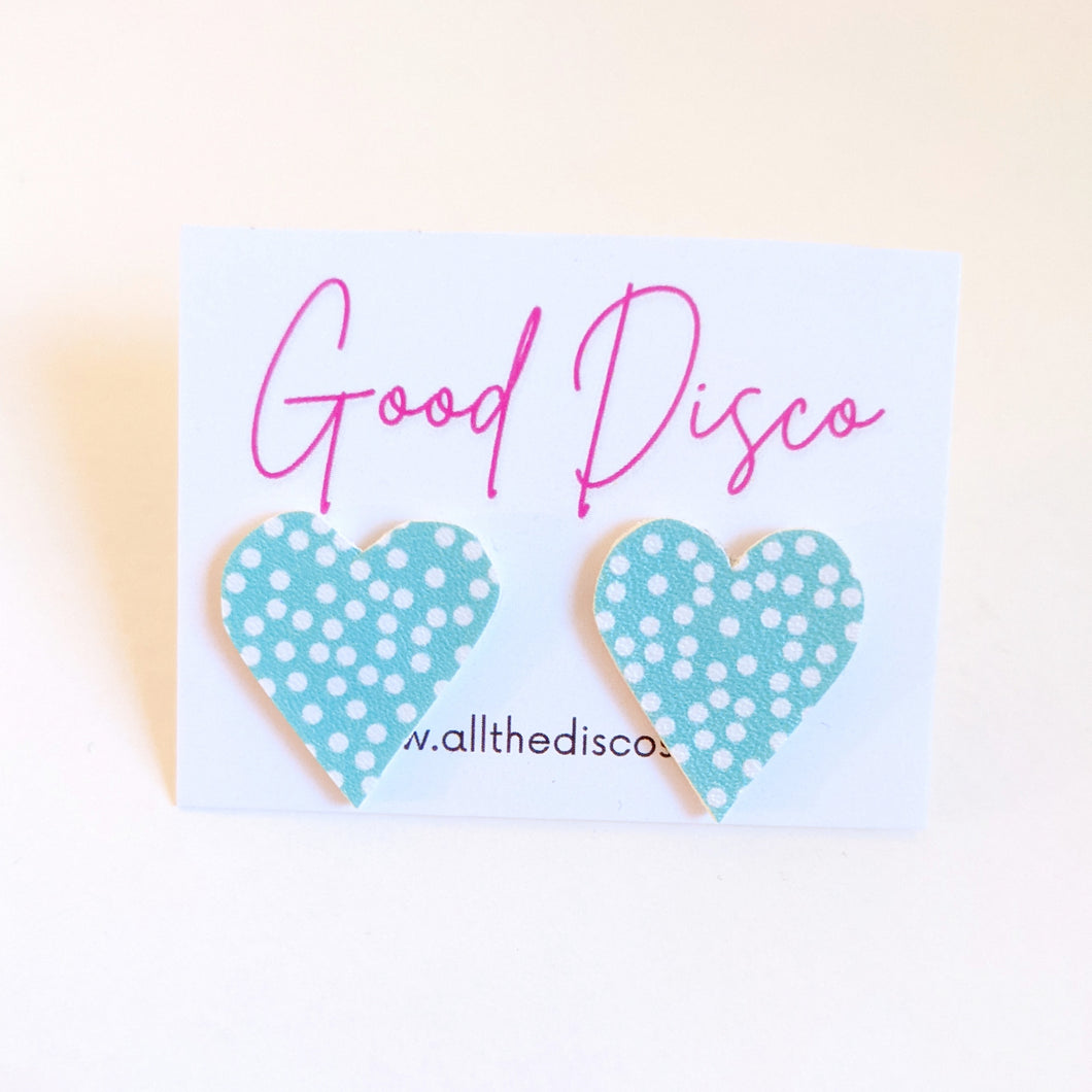 Good Disco Collection - Heart Stud Earrings - Green Spot