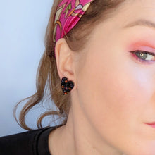 Load image into Gallery viewer, Good Disco Collection Heart Earrings (choose your backs) - Dark Confetti Glitter

