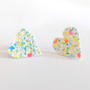 Good Disco Collection - Heart Stud Earrings - Christmas Tree Glitter