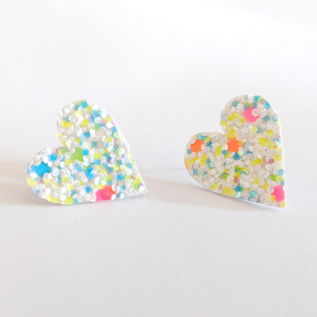 Good Disco Collection - Heart Stud Earrings - Christmas Tree Glitter