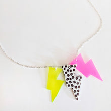 Load image into Gallery viewer, Disco Bolt Triple Bolt Pendant Necklace - Yellow, Dalmatian and Pink

