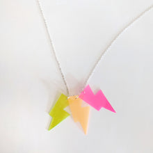 Load image into Gallery viewer, Disco Bolt Triple Bolt Pendant Necklace - Neon Jelly
