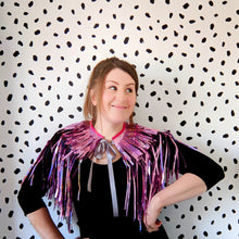 Load image into Gallery viewer, Holographic Pink Tinsel Party/Festival Cape
