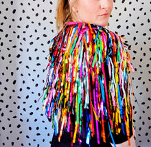 Load image into Gallery viewer, Rainbow Tinsel Party/Festival Cape
