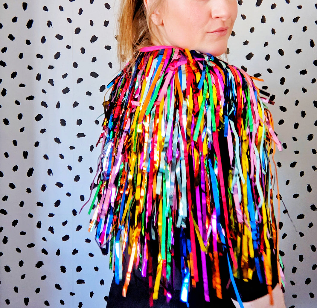 Rainbow Tinsel Party/Festival Cape