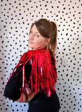 Load image into Gallery viewer, Red Tinsel Party/Festival Cape
