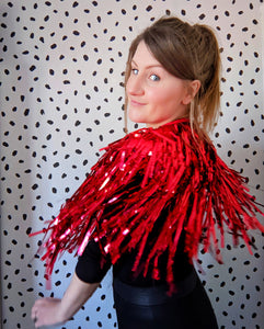 Red Tinsel Party/Festival Cape