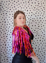 Load image into Gallery viewer, Pink and Orange Tinsel Party/Festival Cape
