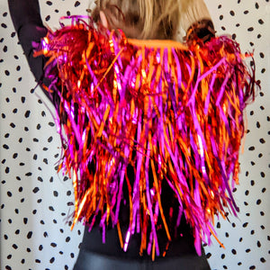 Pink and Orange Tinsel Party/Festival Cape