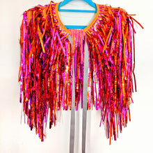 Load image into Gallery viewer, Pink and Orange Tinsel Party/Festival Cape
