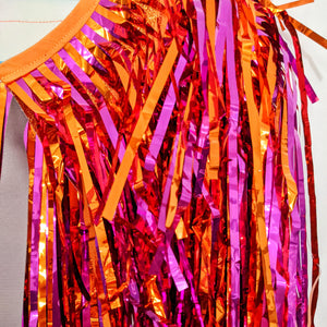 Pink and Orange Tinsel Party/Festival Cape