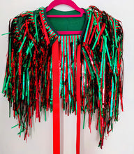 Load image into Gallery viewer, Red and Green Tinsel Party/Festival Cape
