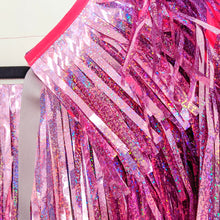 Load image into Gallery viewer, Holographic Pink Tinsel Party/Festival Cape
