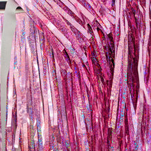 Load image into Gallery viewer, Holographic Pink Tinsel Party/Festival Cape

