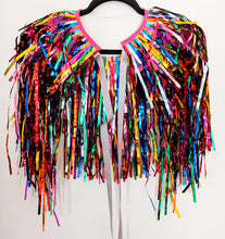 Load image into Gallery viewer, Rainbow Tinsel Party/Festival Cape
