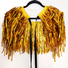 Load image into Gallery viewer, Holographic Gold Tinsel Party/Festival Cape

