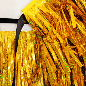 Holographic Gold Tinsel Party/Festival Cape