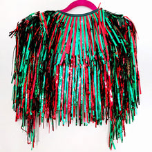 Load image into Gallery viewer, Red and Green Tinsel Party/Festival Cape
