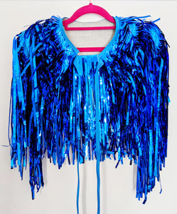 Blue Tinsel Party/Festival Cape