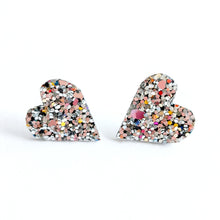 Load image into Gallery viewer, Good Disco Heart Earrings (Choose your backs) - Crushed Pearl Silver
