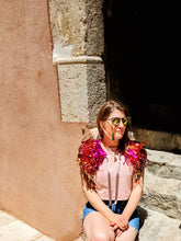 Load image into Gallery viewer, Pink and Gold Ombre Disco Party Cape
