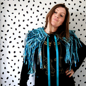 Holographic Turquoise Disco Party Cape