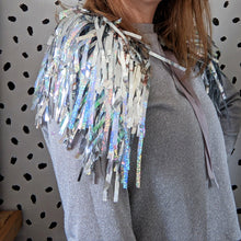 Load image into Gallery viewer, Silver Ombre Disco Party Cape
