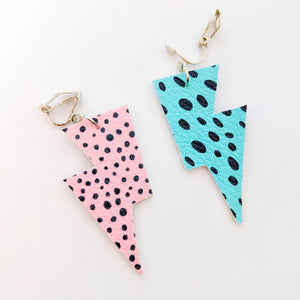 Truly Outrageous Collection - Pink and Blue 'Jem Inspired- Mini Disco Bolt Lightning Bolt Earrings