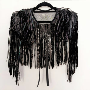 Black Holographic Tinsel - Disco Party Cape