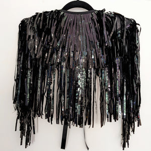 Black Holographic Tinsel - Disco Party Cape