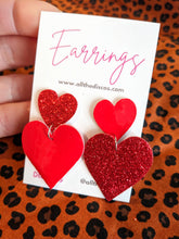 Load image into Gallery viewer, Opposites Attract Double Heart Stud Earrings

