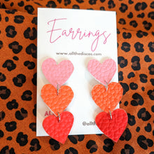 Load image into Gallery viewer, Heart On The Line - Chain of Heart Earrings - Pink, Orange and Red

