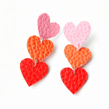 Load image into Gallery viewer, Heart On The Line - Chain of Heart Earrings - Pink, Orange and Red
