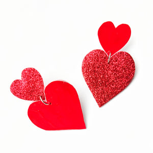 Opposites Attract Double Heart Stud Earrings