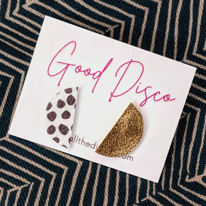 Good Disco Half Moon Stud Earrings - Dalmatian and Gold
