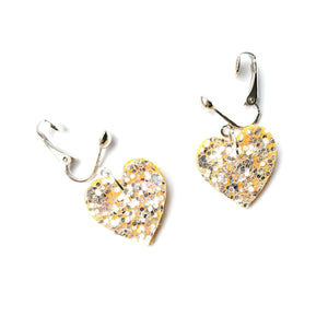 Good Disco Heart Earrings (choose your backs) - Pearl Glitter