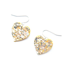 Load image into Gallery viewer, Good Disco Heart Earrings (choose your backs) - Pearl Glitter
