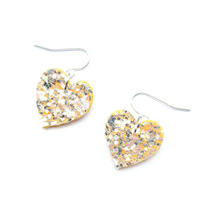Good Disco Heart Earrings (choose your backs) - Pearl Glitter
