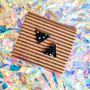 Good Disco Triangle Stud Earrings - Dark Confetti