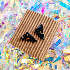 Good Disco Short Triangle Stud Earrings - Dark Confetti
