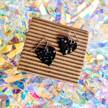 Load image into Gallery viewer, Good Disco Collection Heart Earrings (choose your backs) - Dark Confetti Glitter
