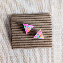 Load image into Gallery viewer, Good Disco Triangle Stud Earrings - Bright Confetti
