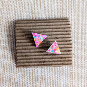 Good Disco Triangle Stud Earrings - Bright Confetti