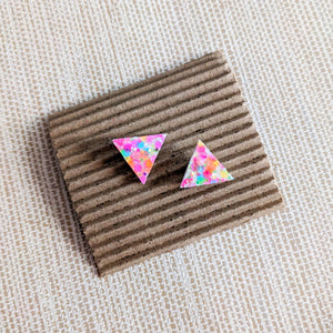 Good Disco Triangle Stud Earrings - Bright Confetti