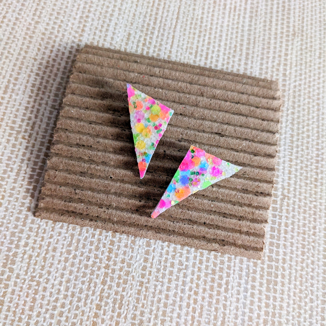 Good Disco Short Triangle Stud Earrings - Bright Confetti