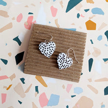 Load image into Gallery viewer, Good Disco Heart Earrings (choose your backs) - Spotty Matte Leatherette
