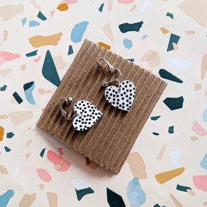 Good Disco Heart Earrings (choose your backs) - Spotty Matte Leatherette